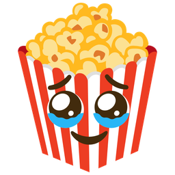 Face holding back tears and Popcorn