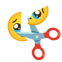 Face holding back tears and Scissors