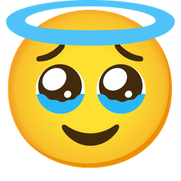 Face holding back tears and Smiling face with halo