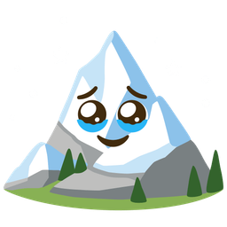 Face holding back tears and Snow-capped mountain