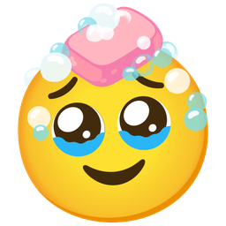 Face holding back tears and Soap