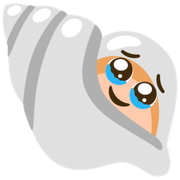 Face holding back tears and Spiral shell