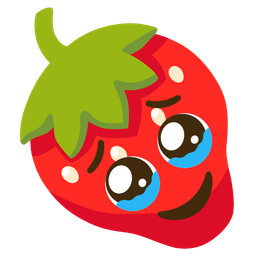 face holding back tears and strawberry