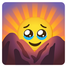 Face holding back tears and Sunrise over mountains