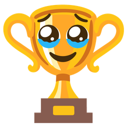 Face holding back tears and Trophy