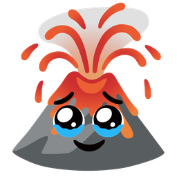 face holding back tears and volcano