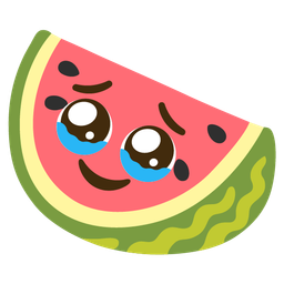 Face holding back tears and Watermelon
