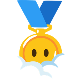 face in clouds and 1st place medal