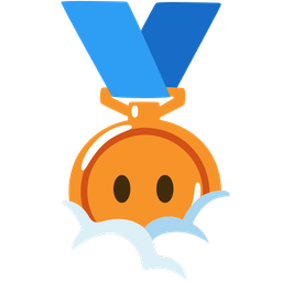 face in clouds and 3rd place medal