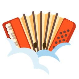 face in clouds and accordion