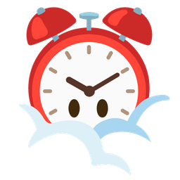 face in clouds and alarm clock