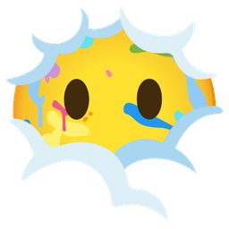 face in clouds and artist palette