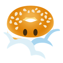 face in clouds and bagel