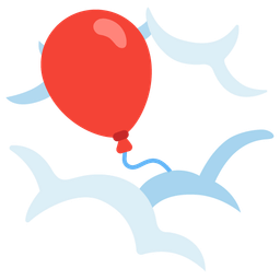 face in clouds and balloon