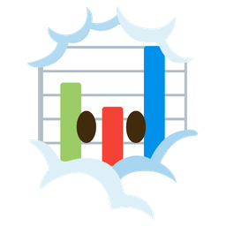 face in clouds and bar chart