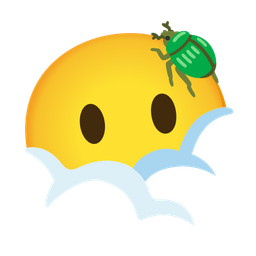 face in clouds and beetle