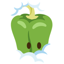 face in clouds and bell pepper