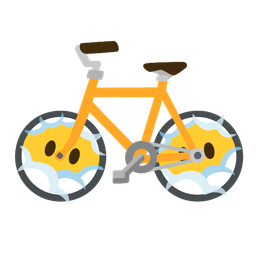 face in clouds and bicycle