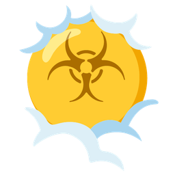 face in clouds and biohazard