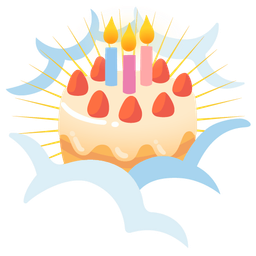 face in clouds and birthday cake