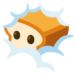 face in clouds and bread