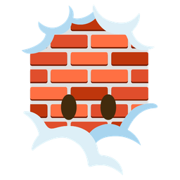 face in clouds and brick