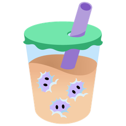 face in clouds and bubble tea