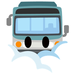 face in clouds and bus