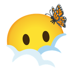 face in clouds and butterfly