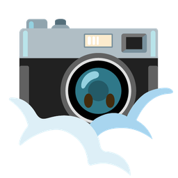 face in clouds and camera