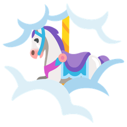 face in clouds and carousel horse
