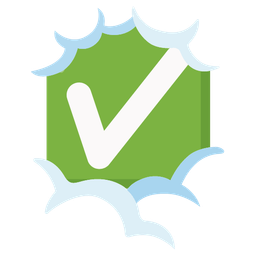 face in clouds and check mark button