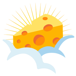 face in clouds and cheese wedge