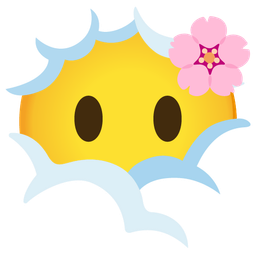 face in clouds and cherry blossom