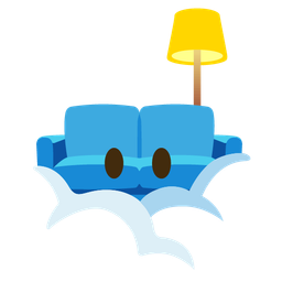 face in clouds and couch and lamp