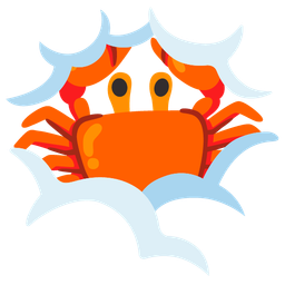 face in clouds and crab