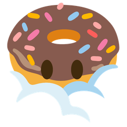 face in clouds and doughnut