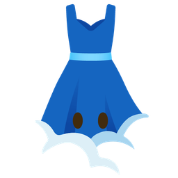 face in clouds and dress