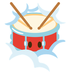 face in clouds and drum