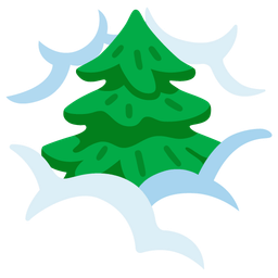 face in clouds and evergreen tree