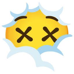 face in clouds and face with crossed-out eyes