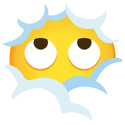 face in clouds and face with rolling eyes