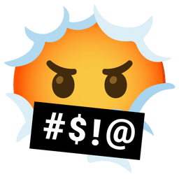 face in clouds and face with symbols on mouth