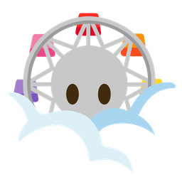 face in clouds and ferris wheel