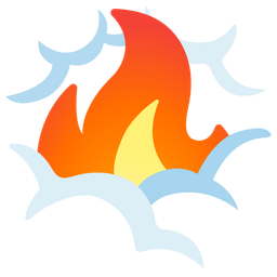 face in clouds and fire