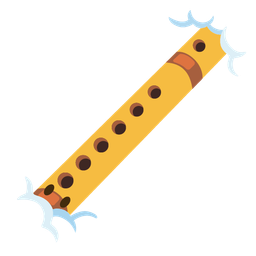 face in clouds and flute