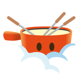 face in clouds and fondue