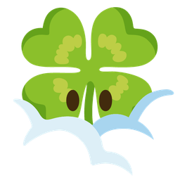 face in clouds and four leaf clover