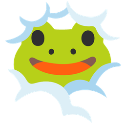 face in clouds and frog