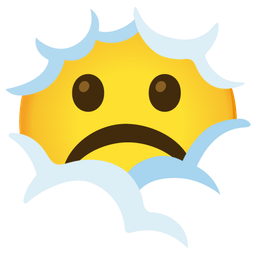 face in clouds and frowning face